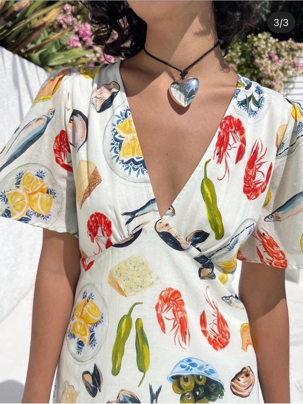 Lisa Says Gah White Seafood & Citrus Print Maxi Dress - Picture 3 of 3